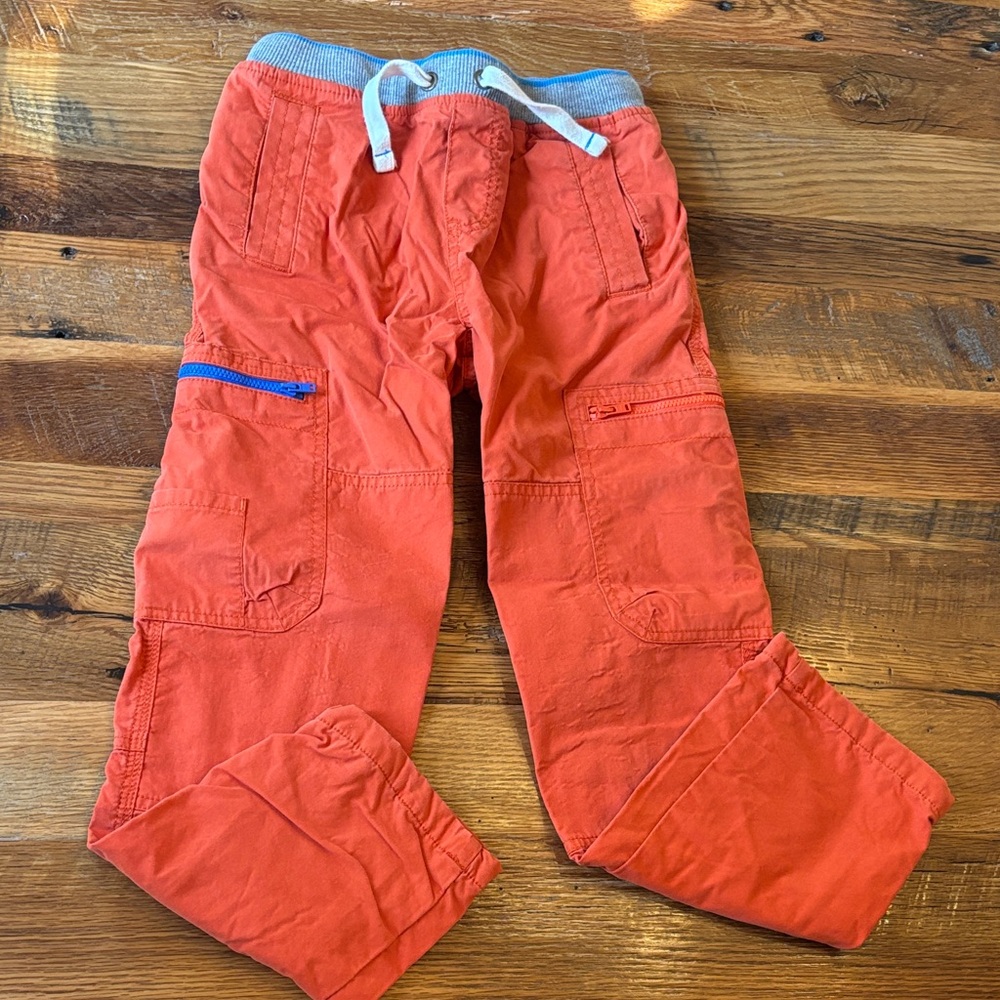 Mini Boden Orange Kids Cargo Pants zipper pocket size 9Y